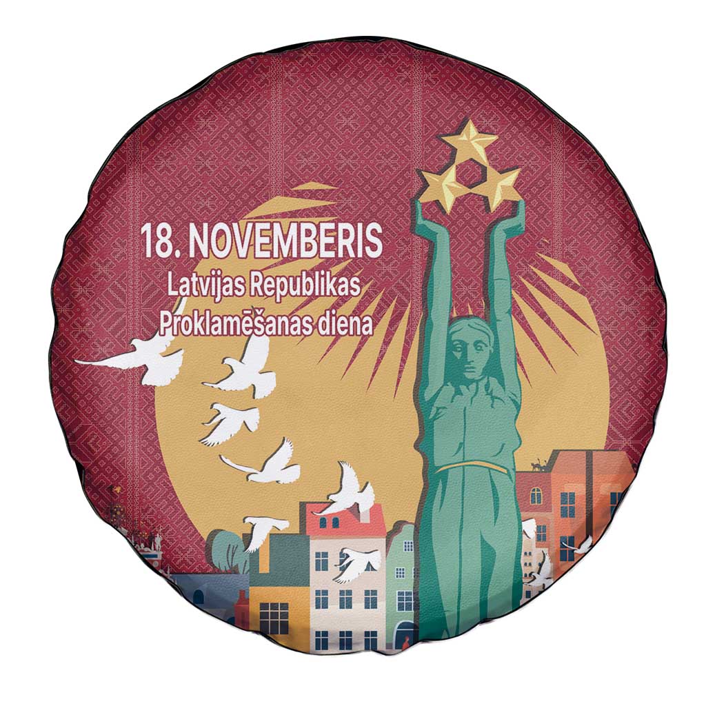 Latvia Independence Day Spare Tire Cover Latvija with Freedom Monument