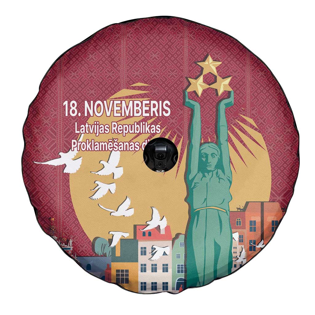 Latvia Independence Day Spare Tire Cover Latvija with Freedom Monument