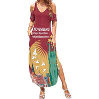 Latvia Independence Day Summer Maxi Dress Latvija with Freedom Monument