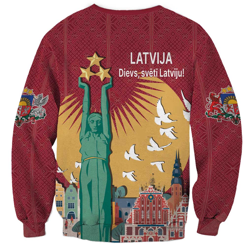 Latvia Independence Day Sweatshirt Latvija with Freedom Monument