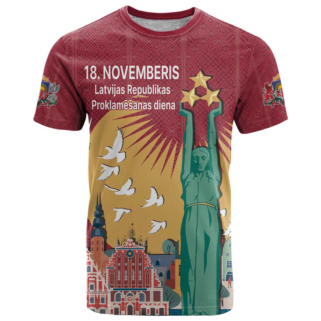 Latvia Independence Day T Shirt Latvija with Freedom Monument