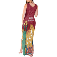 Latvia Independence Day Tank Maxi Dress Latvija with Freedom Monument
