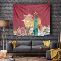 Latvia Independence Day Tapestry Latvija with Freedom Monument