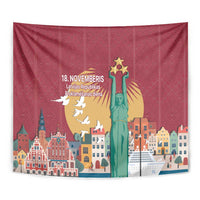 Latvia Independence Day Tapestry Latvija with Freedom Monument