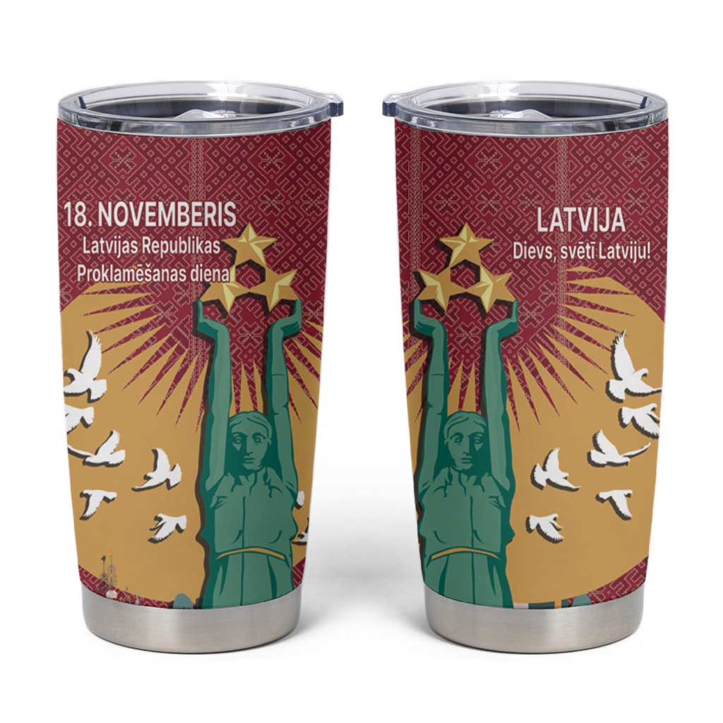 Latvia Independence Day Tumbler Cup Latvija with Freedom Monument