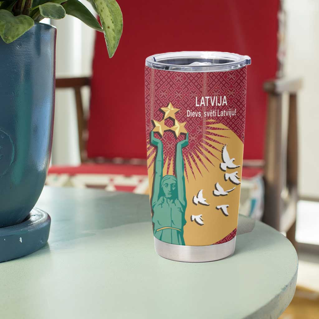 Latvia Independence Day Tumbler Cup Latvija with Freedom Monument