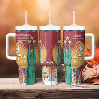 Latvia Independence Day Tumbler With Handle Latvija with Freedom Monument