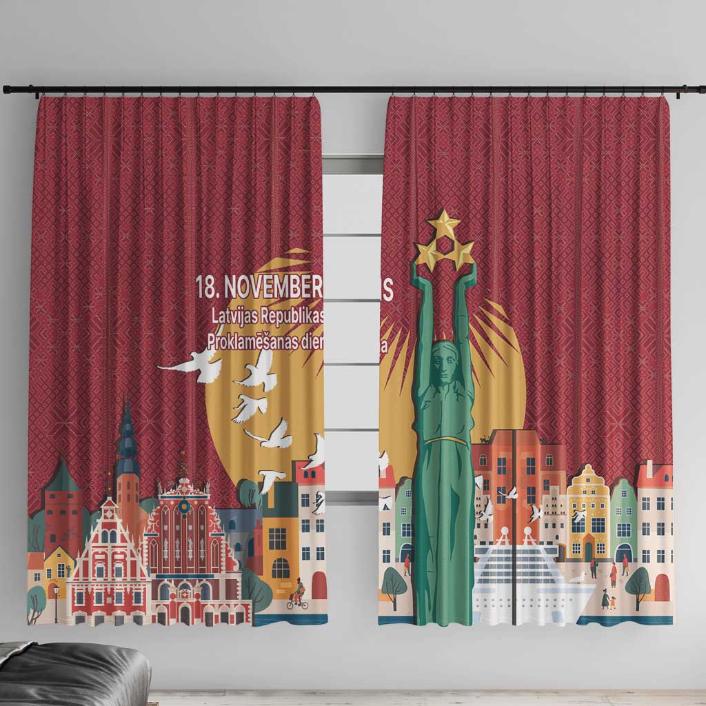 Latvia Independence Day Window Curtain Latvija with Freedom Monument
