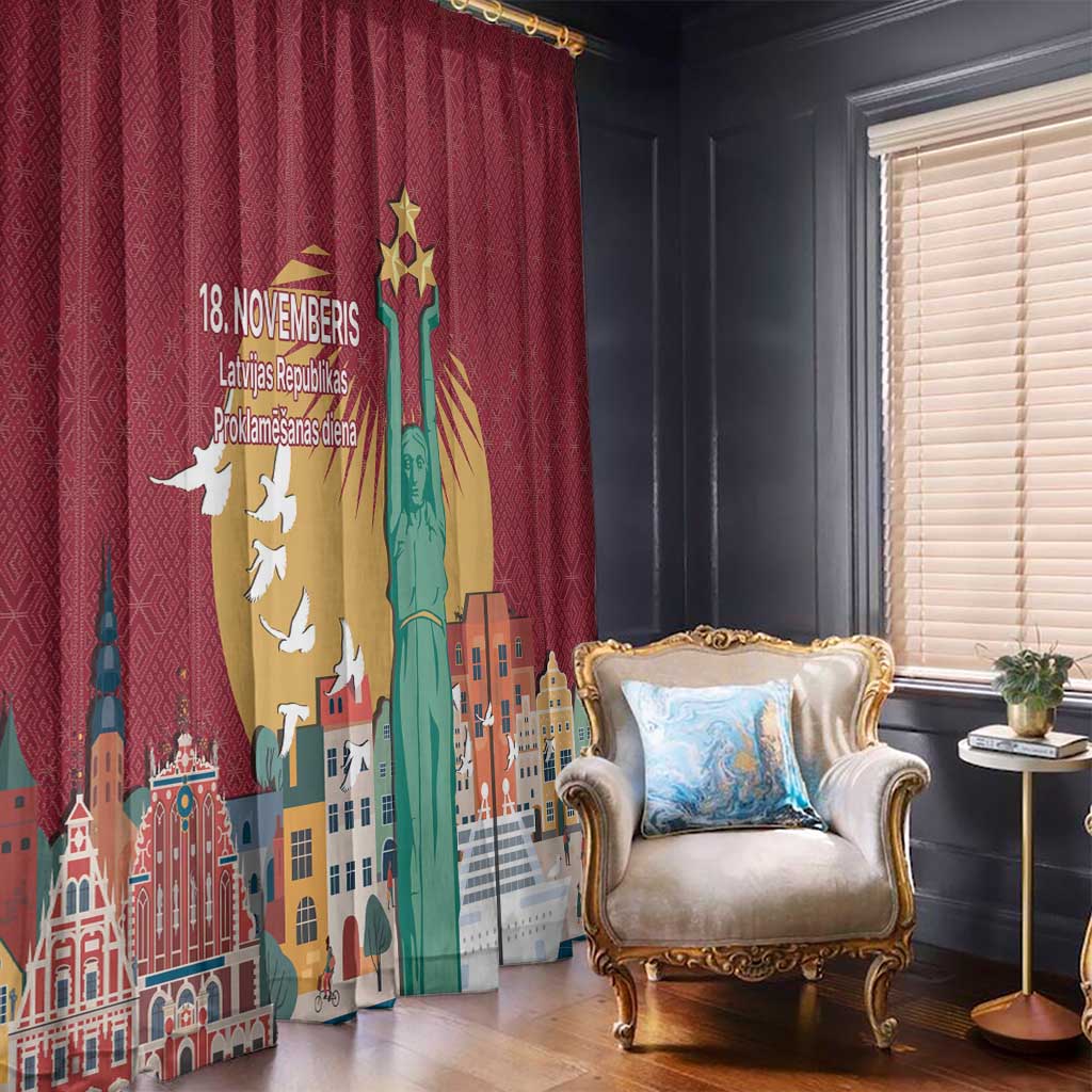 Latvia Independence Day Window Curtain Latvija with Freedom Monument