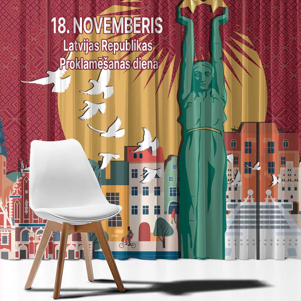 Latvia Independence Day Window Curtain Latvija with Freedom Monument