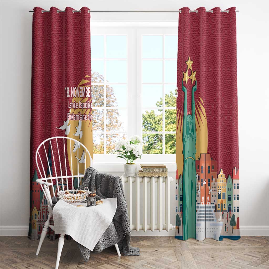 Latvia Independence Day Window Curtain Latvija with Freedom Monument