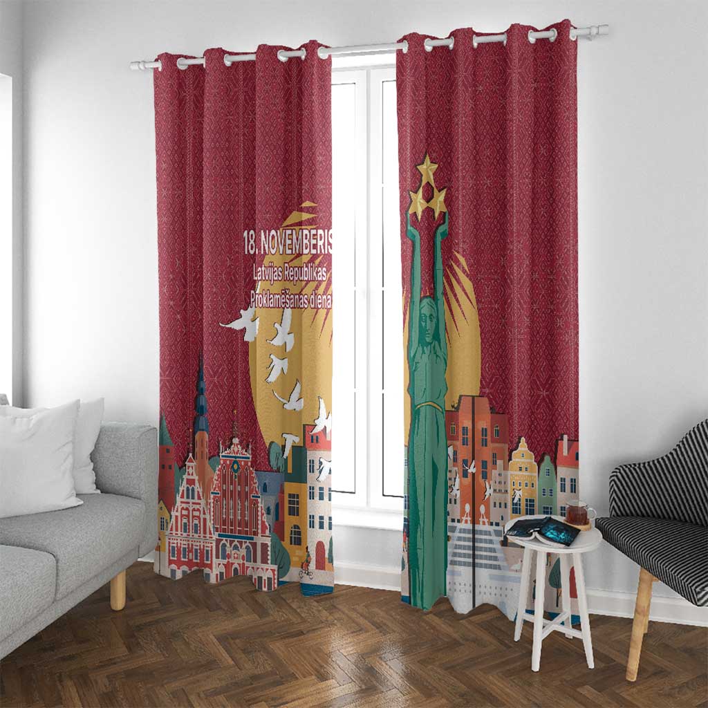 Latvia Independence Day Window Curtain Latvija with Freedom Monument