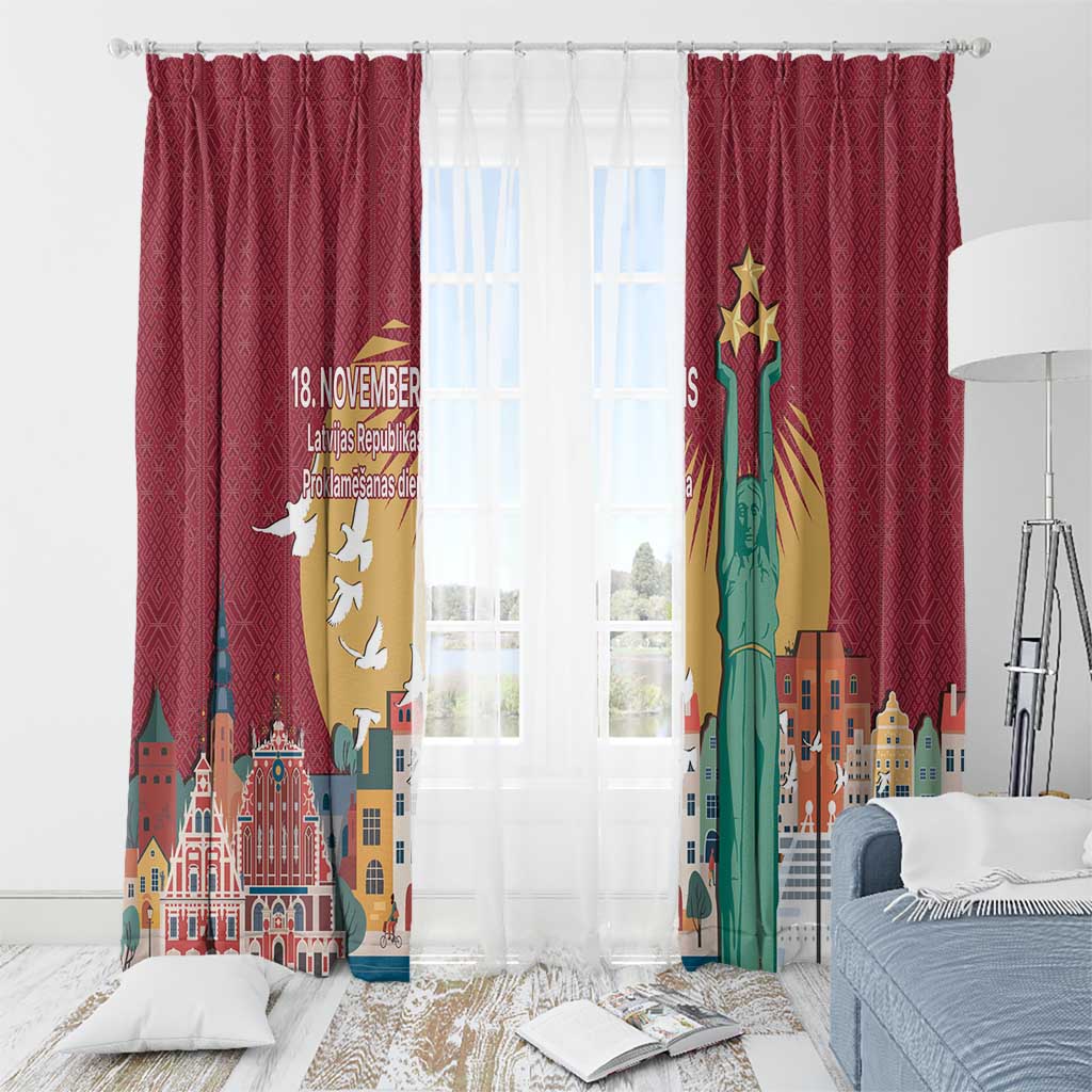 Latvia Independence Day Window Curtain Latvija with Freedom Monument