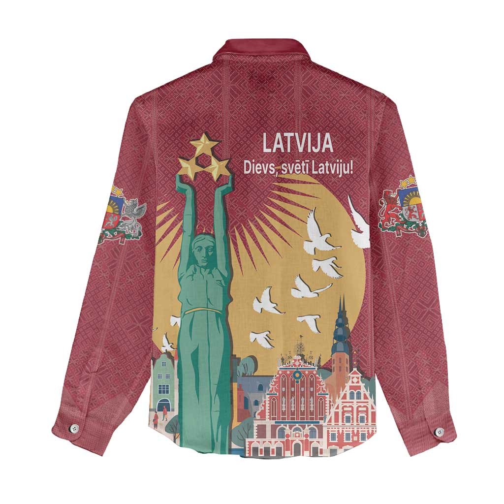 Latvia Independence Day Women Casual Shirt Latvija with Freedom Monument