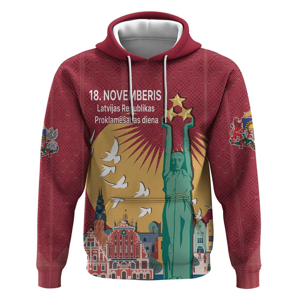 Latvia Independence Day Zip Hoodie Latvija with Freedom Monument