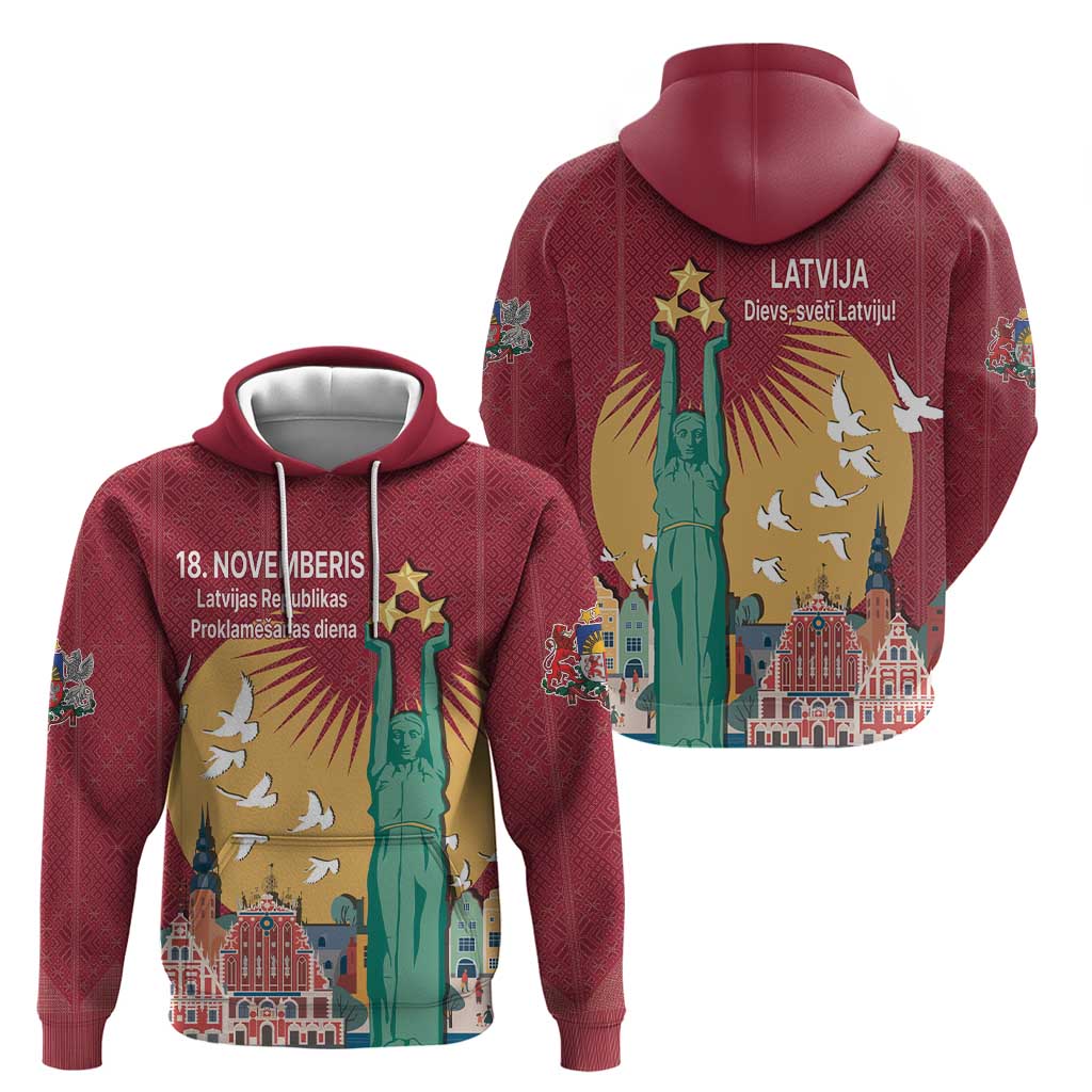 Latvia Independence Day Zip Hoodie Latvija with Freedom Monument