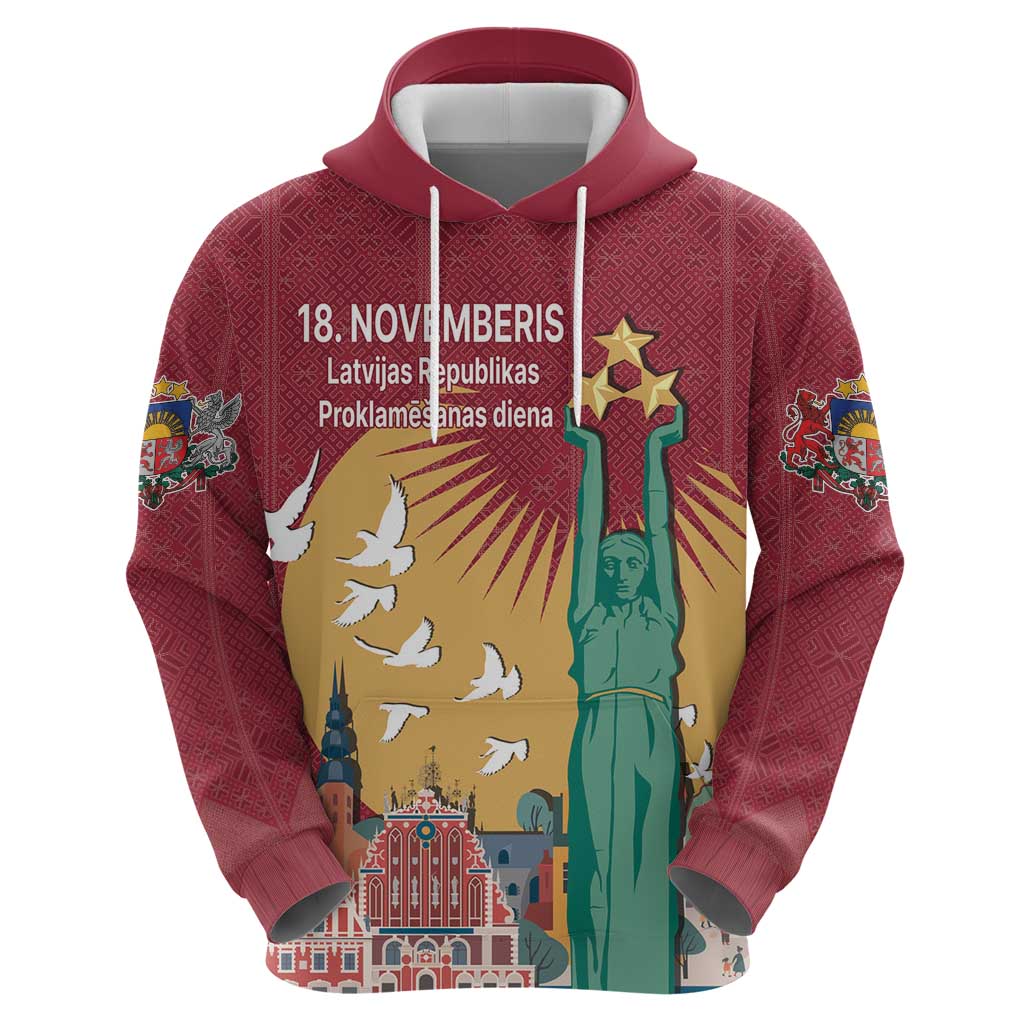 Latvia Independence Day Zip Hoodie Latvija with Freedom Monument