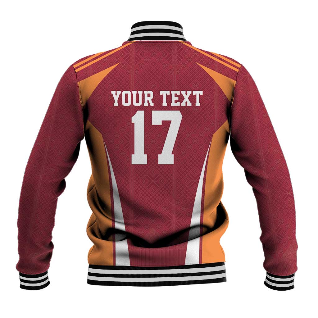 Latvia Football Custom Baseball Jacket Red Latvian Pattern