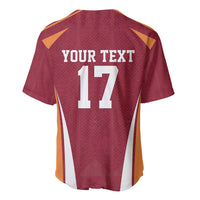 Latvia Football Custom Baseball Jersey Red Latvian Pattern