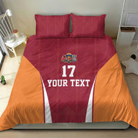 Latvia Football Custom Bedding Set Red Latvian Pattern