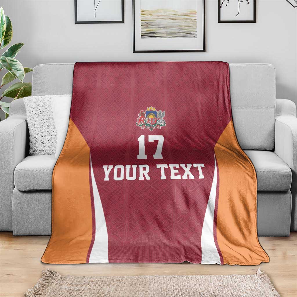 Latvia Football Custom Blanket Red Latvian Pattern