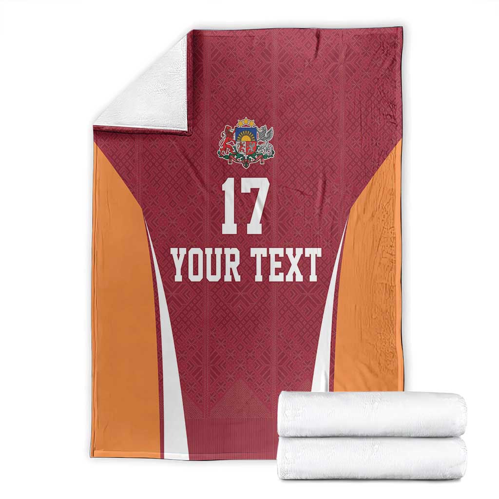 Latvia Football Custom Blanket Red Latvian Pattern