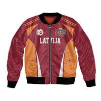 Latvia Football Custom Bomber Jacket Red Latvian Pattern