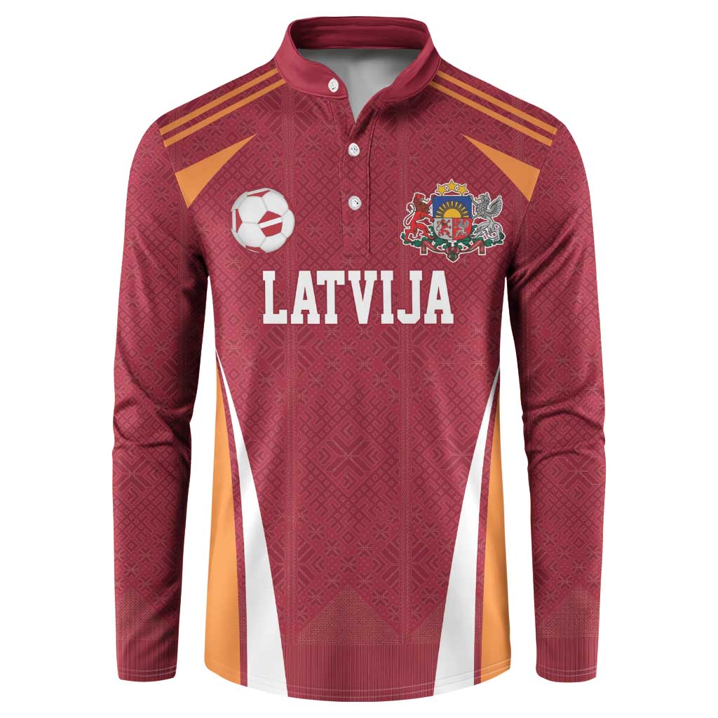 Latvia Football Custom Button Sweatshirt Red Latvian Pattern