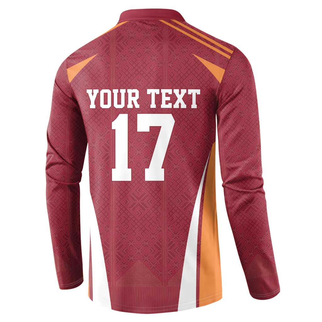 Latvia Football Custom Button Sweatshirt Red Latvian Pattern