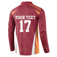 Latvia Football Custom Button Sweatshirt Red Latvian Pattern