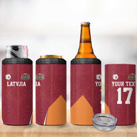 Latvia Football Custom 4 in 1 Can Cooler Tumbler Red Latvian Pattern