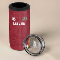 Latvia Football Custom 4 in 1 Can Cooler Tumbler Red Latvian Pattern