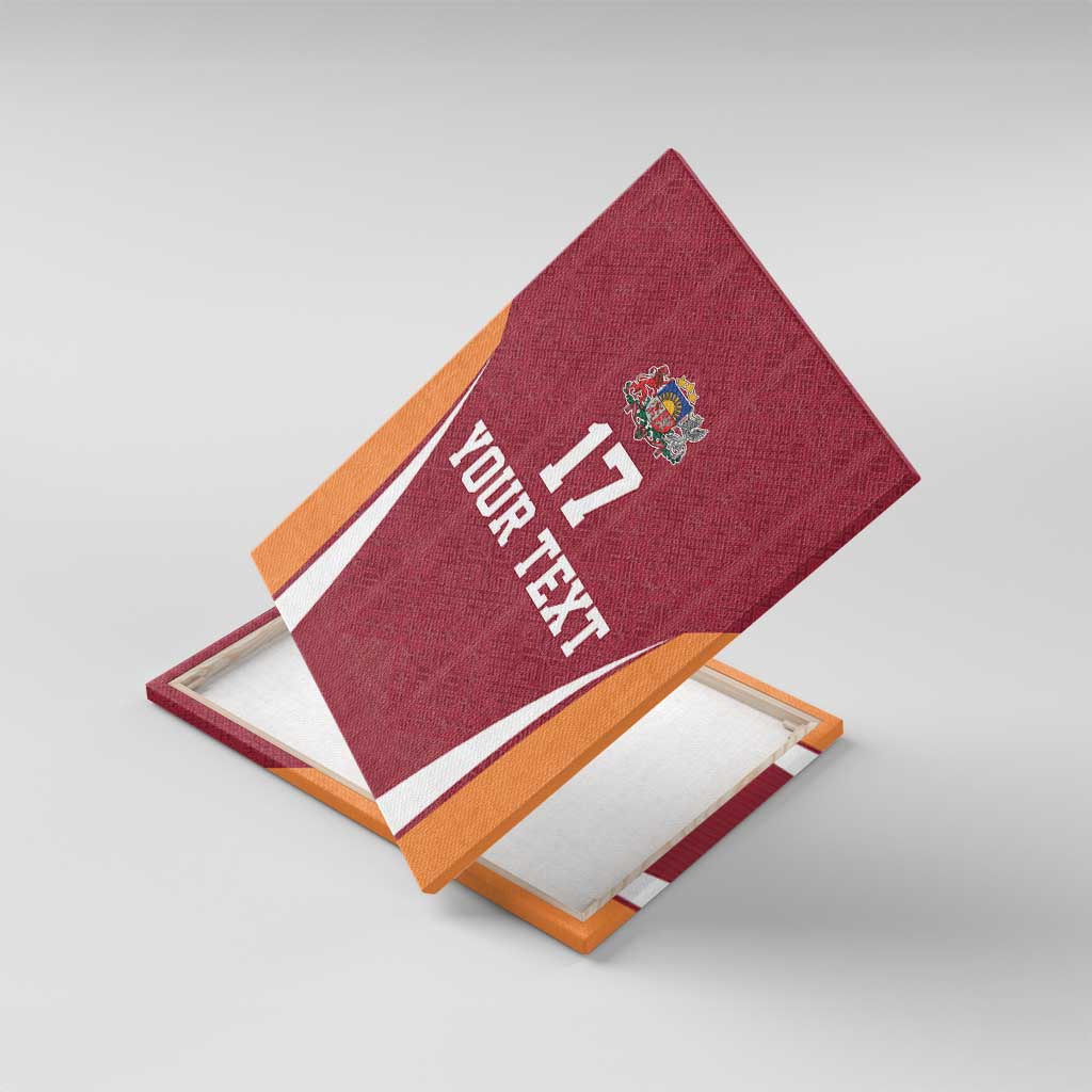 Latvia Football Custom Canvas Wall Art Red Latvian Pattern