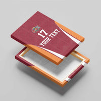 Latvia Football Custom Canvas Wall Art Red Latvian Pattern