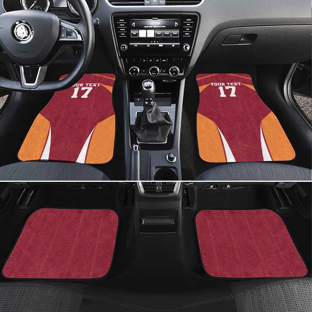 Latvia Football Custom Car Mats Red Latvian Pattern