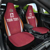 Latvia Football Custom Car Seat Cover Red Latvian Pattern
