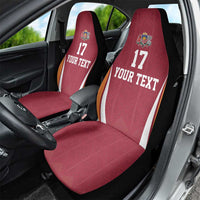 Latvia Football Custom Car Seat Cover Red Latvian Pattern