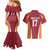 Latvia Football Custom Couples Matching Mermaid Dress and Hawaiian Shirt Red Latvian Pattern