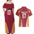 Latvia Football Custom Couples Matching Off Shoulder Maxi Dress and Hawaiian Shirt Red Latvian Pattern
