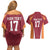 Latvia Football Custom Couples Matching Off Shoulder Short Dress and Hawaiian Shirt Red Latvian Pattern