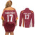 Latvia Football Custom Couples Matching Off Shoulder Short Dress and Long Sleeve Button Shirt Red Latvian Pattern