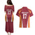 Latvia Football Custom Couples Matching Puletasi and Hawaiian Shirt Red Latvian Pattern
