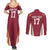 Latvia Football Custom Couples Matching Summer Maxi Dress and Long Sleeve Button Shirt Red Latvian Pattern