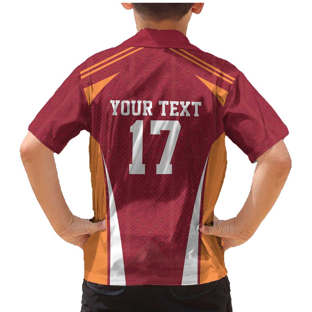 Latvia Football Custom Family Matching Mermaid Dress and Hawaiian Shirt Red Latvian Pattern