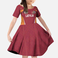 Latvia Football Custom Family Matching Mermaid Dress and Hawaiian Shirt Red Latvian Pattern