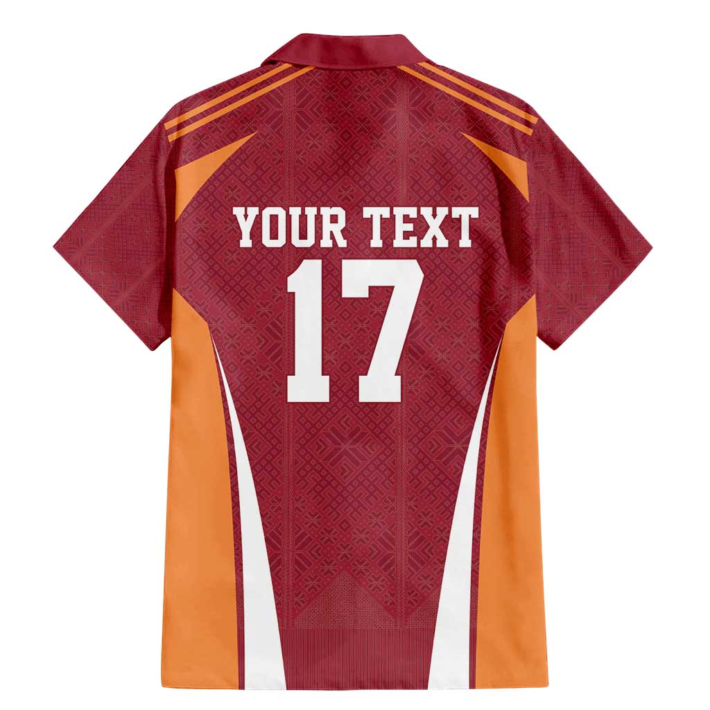 Latvia Football Custom Family Matching Mermaid Dress and Hawaiian Shirt Red Latvian Pattern