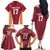Latvia Football Custom Family Matching Off The Shoulder Long Sleeve Dress and Hawaiian Shirt Red Latvian Pattern