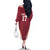 Latvia Football Custom Family Matching Off The Shoulder Long Sleeve Dress and Hawaiian Shirt Red Latvian Pattern