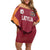 Latvia Football Custom Family Matching Off Shoulder Short Dress and Hawaiian Shirt Red Latvian Pattern