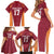 Latvia Football Custom Family Matching Short Sleeve Bodycon Dress and Hawaiian Shirt Red Latvian Pattern
